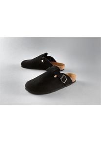 ANISTON SHOES Damen Clog, Gr. 36, schwarz, Veloursleder, unifarben, klassisch, Schuhe, Hausschuh, Sommerschuh, mit ergonomischem Fußbett - NEUE