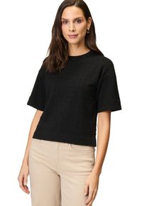 Zero Damen Kurzarmshirt "Zero Pullover mit Punkt-Stickerei", schwarz, casual, Gr. 44, unifarben, Jersey, Obermaterial: 60% Viskose, 23% Polyester,
