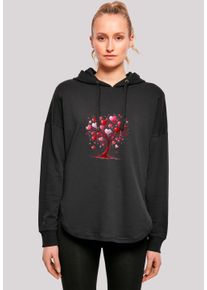 F4NT4STIC Damen Kapuzenpullover "Herz Baum Aquarell Druck", schwarz, casual, Gr. L, Obermaterial: 100% Baumwolle, Pullover, Premium Qualität