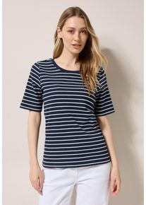 Cecil Damen Rundhalsshirt, blau, casual, Gr. L, gestreift, Web, 95% Baumwolle, 5% Elasthan, Shirts, mit Rundhalsausschnitt