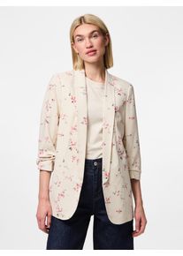 Pieces Damen Blusenblazer "PCBOSELLA 3/4 PRINTED BLAZER NOOS"weißcap gray aop:flower, modisch, Gr. XS, bedruckt, Web, Obermaterial: 98% Polyester, 2%
