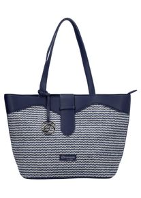 Remonte Damen Shopper, blau, Lederimitat, Taschen, Damen-Henkeltasche, Schultertasche mit Logo-Anhänger