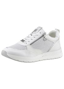 Tamaris Damen Keilsneaker, Gr. 40, silber, Textil, Lederimitat, sportlich, Schuhe, Freizeitschuh, Halbschuh, Schnürschuh in schmaler Form