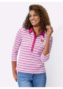 Casual Looks Damen Poloshirt "Poloshirt", pink, Gr. 46, gemustert, mehrfarbig, gestreift, 100% Baumwolle, Shirts