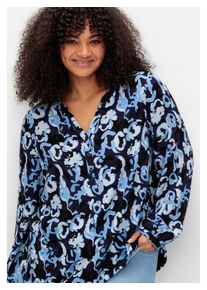sheego Damen Tunika "Große Größen", blau, casual, Gr. 44, gemustert, Obermaterial: 100% Viskose (LENZING ECOVERO), Tuniken, mit floralem Alloverprint