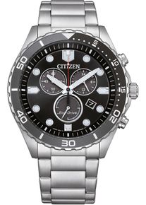 Citizen Herren Chronograph, silber, Armbanduhren, Armbanduhr, Herrenuhr, Solar, Stoppfunktion, Edelstahlarmband