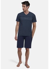 Bugatti Herren Shorty "Turin", Gr. 48blau, mittel, meliert, Obermaterial: 87% Baumwolle, 8% Polyester, 5% Elasthan, meliert, casual, Homewear-Sets,