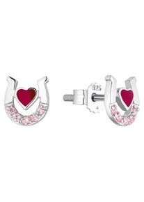 Amor Mädchen Paar Ohrstecker "Horeses Heart, 2026617", Silber 925 (Sterlingsilber), rot, Silber 925 (Sterlingsilber), Ohrringe, Made in Germany - mit
