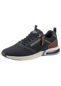 Herren Sneaker, Dockers by Gerli, Gr. 45, blau, Textil, Lederimitat, sportlich, Schuhe, Freizeitschuh, Schnürschuh, komfortabler Schuhweite G (=weit)