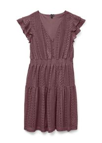 Véro Moda VERO MODA Damen Minikleid "VMHONEY LACE V-NECK SHORT DRESS WVN GA"rose braun pattern:original lace, modisch, Gr. S, unifarben, Web, Obermaterial: 75%