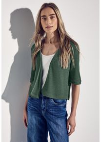 Street One Damen Shirtjacke, grün, casual, Gr. 38, unifarben, Jersey, Obermaterial: 76% Polyester, 19% Viskose, 5% Elasthan, Shirts, im Strick-Look
