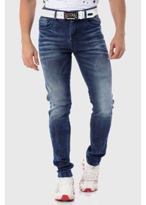 Cipo & Baxx CIPO & BAXX Herren 5-Pocket-Jeans "Hose", blau, casual, Gr. 34, unifarben, 99% Baumwolle;1% Elasthan, Jeans, mit moderner Waschung