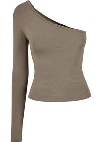 Urban Classics Damen Langarmshirt "Urban Classics Damen Ladies Asymmetric Longsleeve", grün, casual, Gr. 5XL, unifarben, 95% Baumwolle, 5% Elasthan,