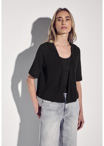 Street One Damen Cardigan, schwarz, casual, Gr. 46, unifarben, Stoff, 76% Polyester, 19% Viskose, 5% Elasthan, Strickjacken, in Unifarbe
