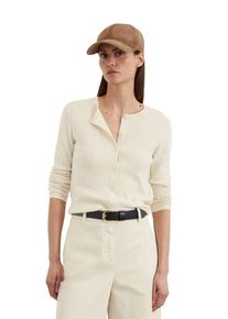 Marc O'Polo MARC O'POLO Damen Cardigan "aus Baumwoll-Leinen-Slub-Garn", beige, casual, Gr. M, unifarben, Obermaterial: 90% Baumwolle, 10% Leinen, Strickjacken