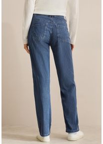 Cecil Damen Loose-fit-Jeans, blau, casual, Gr. 27, gestreift, Stoff, Jeans, 97% Lyocell, 3% Elasthan, Jeans, im Loose Fit