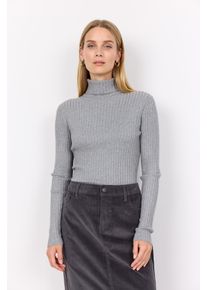 soyaconcept Damen Rollkragenpullover "SC-DOLLIE 483", grau, casual, Gr. M, meliert, Rippstrick, Obermaterial: 75% Viskose, 25% Nylon, Pullover