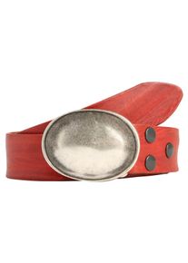 Damen Ledergürtel, rot, casual,modisch, Gr. 85, RETTUNGSRING BY SHOWROOM 019, unifarben, Leder, Gürtel, mit austauschbarer Schließe »Oval Gewölbt