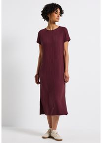 Street One Damen Midikleid, rot, casual, Gr. 42, unifarben, Stoff, 75% Viskose, 20% Polyester, 5% Elasthan, Kleider, mit Rundhalsausschnitt