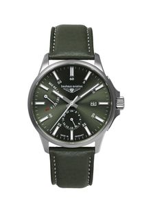 BAUHAUS Herren Automatikuhr "BAUHAUS aviation", grün, Armbanduhren, Armbanduhr, Herrenuhr, Titan, Lederarmband, Made in Germany