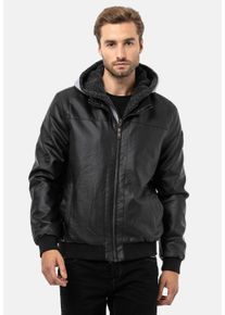 Cipo & Baxx CIPO & BAXX Herren Lederimitatjacke "Jacke", schwarz, casual, Gr. XL, unifarben, 65% Polyurethan;25% Polyester;10% Viskose, Jacken, mit