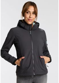 CMP Damen Softshelljacke "WOMAN JACKET ZIP HOOD"antracite, op, sportlich, Gr. 38, Obermaterial: 90% Polyester, 10% Elasthan, Jacken, Wärmend & wind-