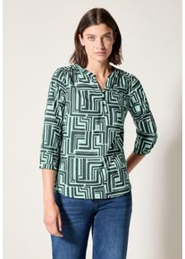 Cecil Damen Klassische Bluseslate khaki, casual, Gr. L, bedruckt, Web, 100% Baumwolle, Blusen, mit 3/4 Ärmeln