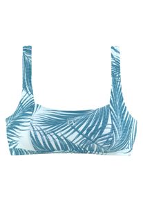 active by Lascana LASCANA ACTIVE Damen Bustier-Bikini-Top "Coal", blau, Gr. 34, bedruckt, gestreift, Polyamid, Bikini-Oberteile, im Mustermix aus Palmen und Streifen