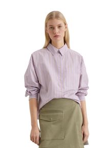 Marc O'Polo Damen Langarmbluse "mit garngefärbten Streifen", lila, elegant, Gr. XL, MARC O'POLO DENIM, gestreift, Obermaterial: 100% Baumwolle, Blusen