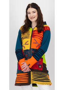 DEPROC Active Damen Fleecejacke "Patchwork NUNAVUT LONG WMN", bunt, casual, Gr. 36, 100% Baumwolle, Jacken, auch in Großen Größen erhältlich