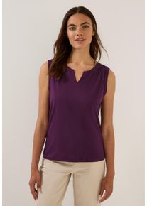 Cecil Damen T-Shirt, lila, casual, Gr. XXL, unifarben, Web, 100% Baumwolle , Shirts, mit geschlitztem Rundhalsausschnitt