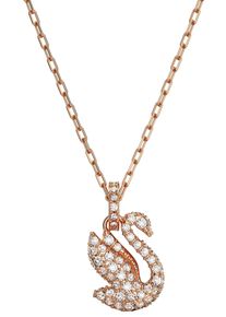 Swarovski Damen Kette mit Anhänger "Swan Pave Schwan, 5647552, 5647555", Metall, L: 43cm, rosa, Metall, Halsketten, mit Swarovski Kristall