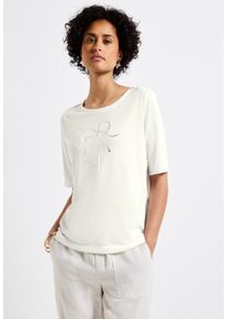 Street One Damen Rundhalsshirt, weiß, casual, Gr. 36, unifarben, Stoff, 80% Polyester, 20% Viskose, Shirts, mit Rundhalsausschnitt
