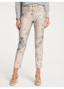 Heine Damen Webhose, grün, Gr. 46, gemustert, mehrfarbig, 67% Baumwolle, 30% Polyester, 3% Elasthan, Hosen