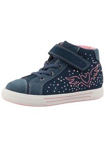 Lurchi Kinder Sneaker "Brietta", Gr. 25, blau, Veloursleder, Leder, sportlich, Schuhe, Schnürboots mit Schmucksteinen, Größenschablone zum Download