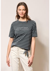Cecil Damen T-Shirtslate khaki, casual, Gr. M, bedruckt, Web, 95% Baumwolle, 5% Elasthan, Shirts, Elastiksaum mit Knotendetail