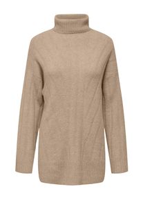 Only Damen Rollkragenpullover "ONLJEANETT LIFE L/S RIB ROLLNECK CC KNT", beige, modisch, Gr. S, meliert, Strick, Obermaterial: 88% Polyester, 6%
