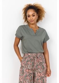 soyaconcept Damen Kurzarmbluse "SC-DERBY 27"misty, modisch, Gr. M, unifarben, Web, Obermaterial: 100% Baumwolle, Blusen