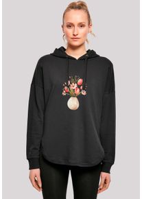 F4NT4STIC Damen Kapuzenpullover "Rosa Frühlingsblumenstrauß in Vase", schwarz, casual, Gr. M, Obermaterial: 100% Baumwolle, Pullover, Premium Qualität