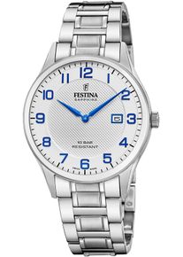 Festina Damen Quarzuhrsilberfarben, silberfarben, Armbanduhren, Armbanduhr, Damenuhr, Herrenuhr, Swiss Made, Edelstahlarmband, Datum