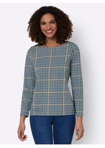 Casual Looks Damen Langarmshirt "Shirt", grün, Gr. 40, gemustert, Hahnentrittmuster, mehrfarbig, 100% Baumwolle, Shirts
