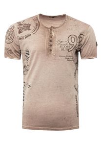 Rusty Neal Herren T-Shirt, braun, casual, Gr. XXXL, bedruckt, 100% Baumwolle, Shirts, mit seitlichem Print