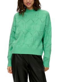 QS Damen Strickpullover, grün, casual, Gr. L, Obermaterial: 63% Polyacryl, 35% Polyester, 2% Elasthan, Pullover, mit verspieltem Strickmuster