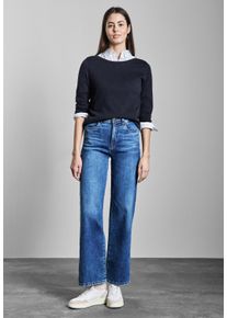 Street One Damen Strickpullover, blau, casual, Gr. 38, unifarben, Stoff, 60% Viskose, 40% Baumwolle, Pullover, mit U-Boot-Ausschnitt