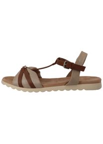 Tom Tailor Damen Riemchensandale, Gr. 40, beige, Lederimitat, Textil, mehrfarbig, kontrastfarbene Details, modisch, Schuhe, Sommerschuh, Sandalette,