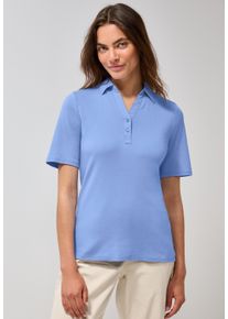 Cecil Damen Poloshirt, blau, casual, Gr. XL, unifarben, Web, 100% Baumwolle, Shirts, aus reiner Baumwolle