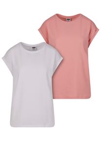 Urban Classics Herren T-Shirt "Urban Classics Damen Ladies Extended Shoulder Tee 2-Pack", pink, casual, Gr. XS, unifarben, 100% Baumwolle, Shirts
