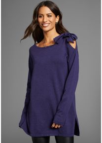 Laura Scott Damen Longpullover, lila, feminin, Gr. 34, unifarben, Feinstrick, Obermaterial: 70% Viskose, 30% Polyamid, Pullover, mit Schleifendetail