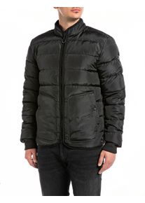 Replay Herren Steppjacke, schwarz, casual, Gr. L, unifarben, Web, Obermaterial: 54% Polyester, 46% Polyamid. Futter: 100% Polyester. Füllung: 100%