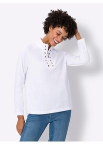 Classic Basics Damen Stehkragenshirt "Langarm-Shirt", weiß, Gr. 38, unifarben, 100% Baumwolle, Shirts